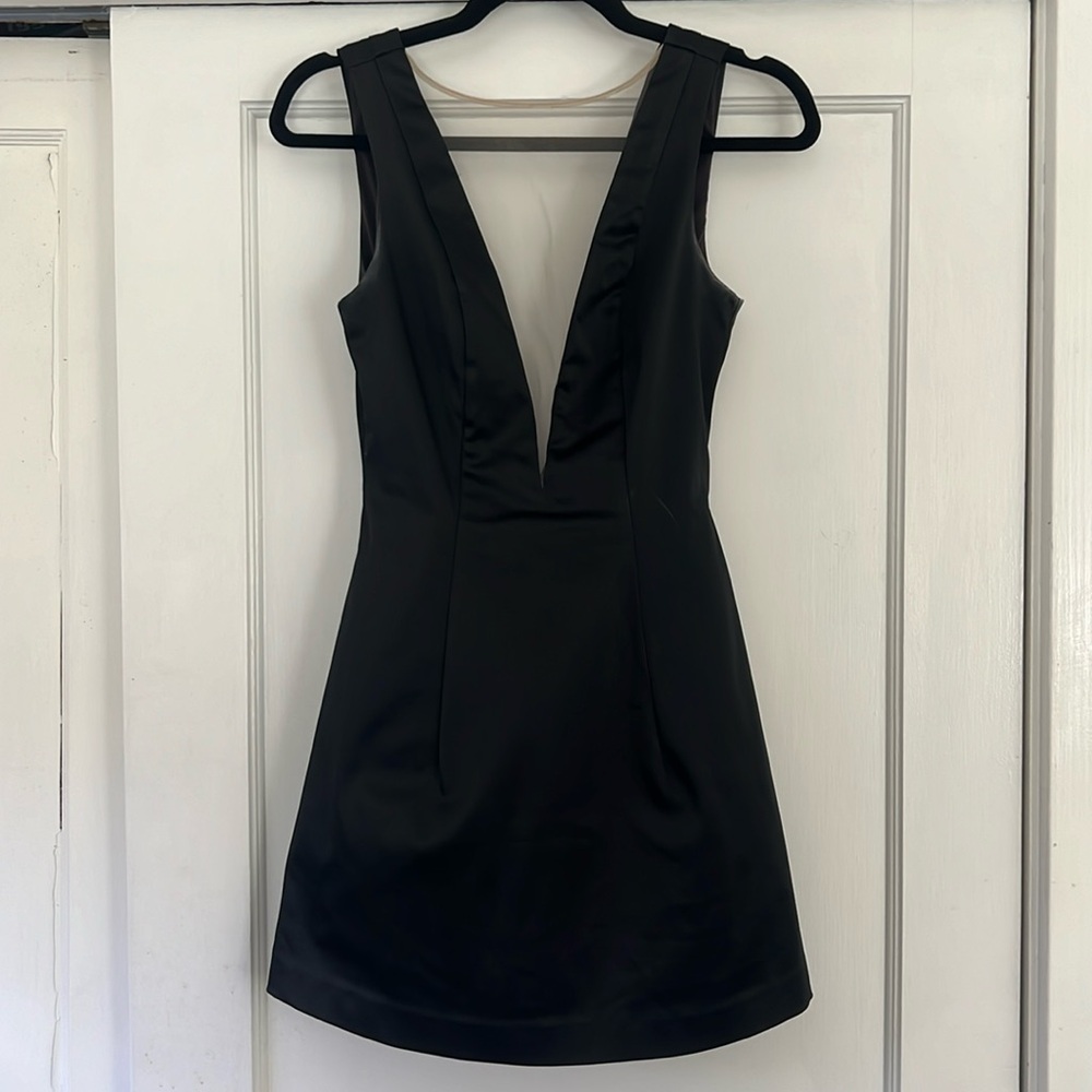 ☀️ Bebe Black Mesh Front Mini Dress (read description)